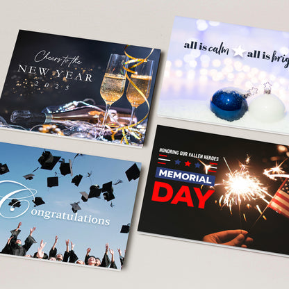 Custom Printed Greeting Cards | Personalized Cards on Premium 80lb Cover | 25 Cards per Pack