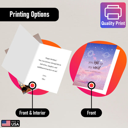 Custom Printed Greeting Cards | Personalized Cards on Premium 80lb Cover | 25 Cards per Pack